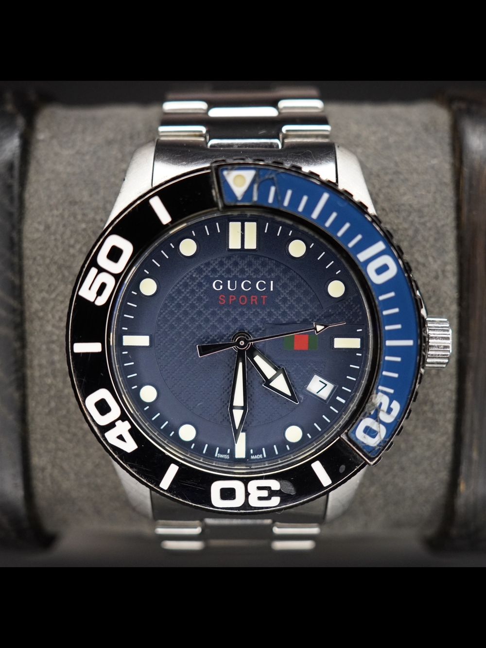 Gucci Men’s 126 G-Timeless Sport Blue Dial Stainless Steel Watch Swiss Made